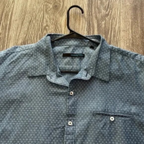 Zachary Prell Blue and White Floral Button Down - Size 2X - Picture 2 of 4